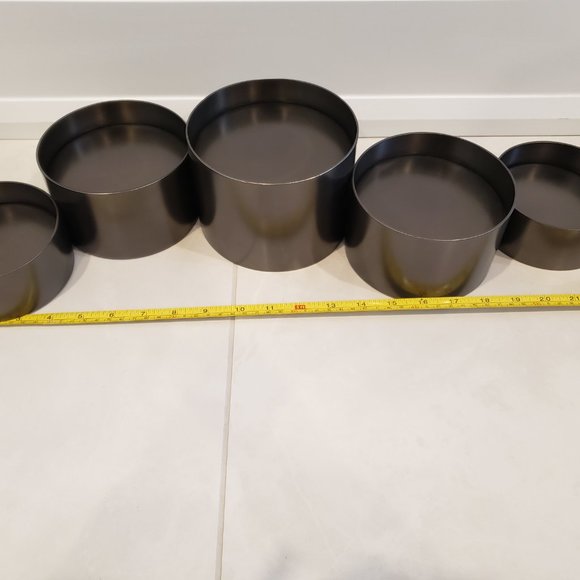 CRATE AND BARREL Links Pewter Centerpiece Pillar Candle Holder - Picture 2 of 7